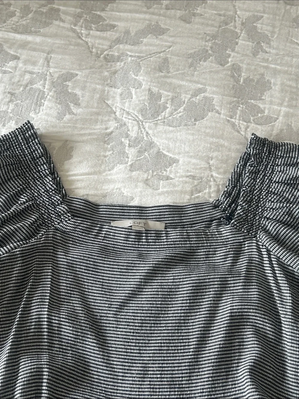 LOFT Black & White Striped Peasant Blouse M